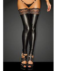 Noir Handmade: Wetlook-Strümpfe, schwarz